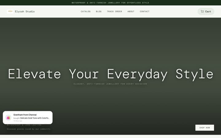 Elyrah Studio — a live store built and published on SitesPlaced