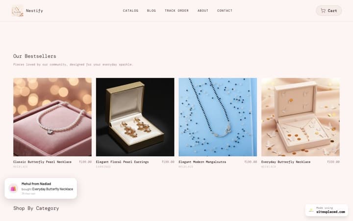 Nestify — a live store built and published on SitesPlaced