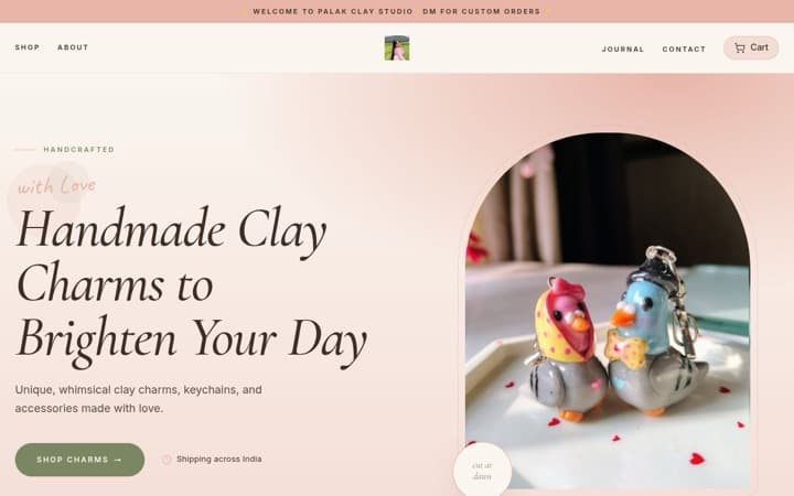 Palak Clay Studio — a live store built and published on SitesPlaced