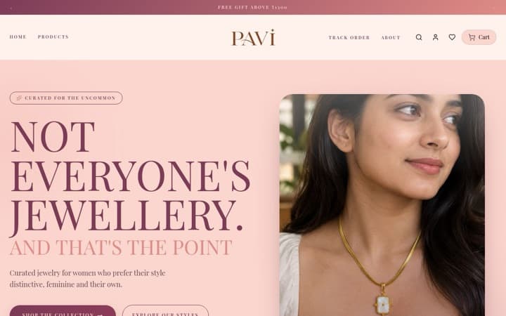 Pavi — a live store built and published on SitesPlaced