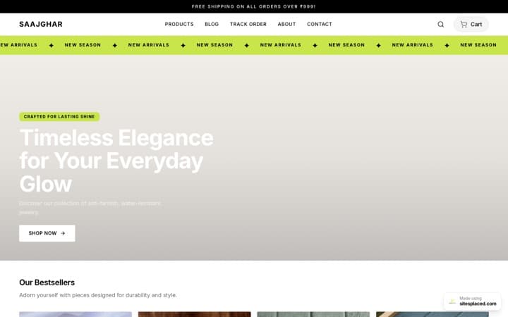 Saajghar — a live store built and published on SitesPlaced
