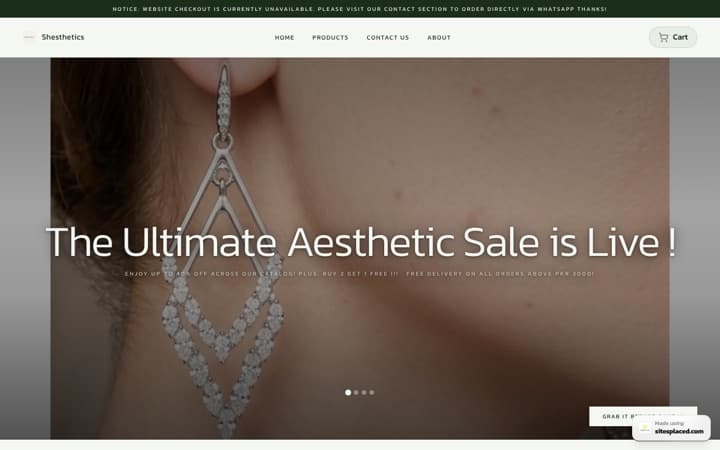 Shesthetics — a live store built and published on SitesPlaced