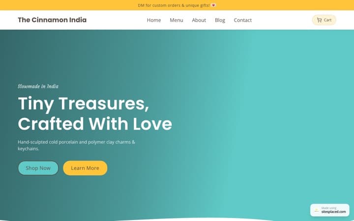 The Cinnamon India — a live store built and published on SitesPlaced