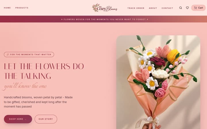 TheCozyBlooms — a live store built and published on SitesPlaced