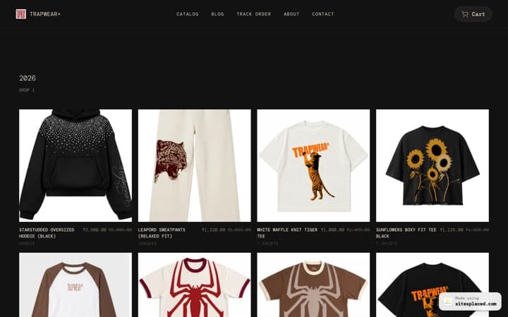 TRAPWEAR+ — a live store built and published on SitesPlaced