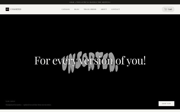 UNSORTED — a live store built and published on SitesPlaced