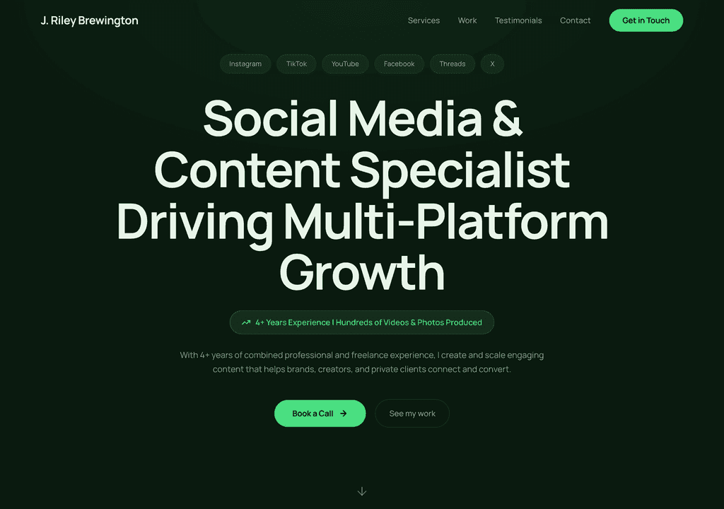 J. Riley Brewington — a real content specialist built and published on SitesPlaced