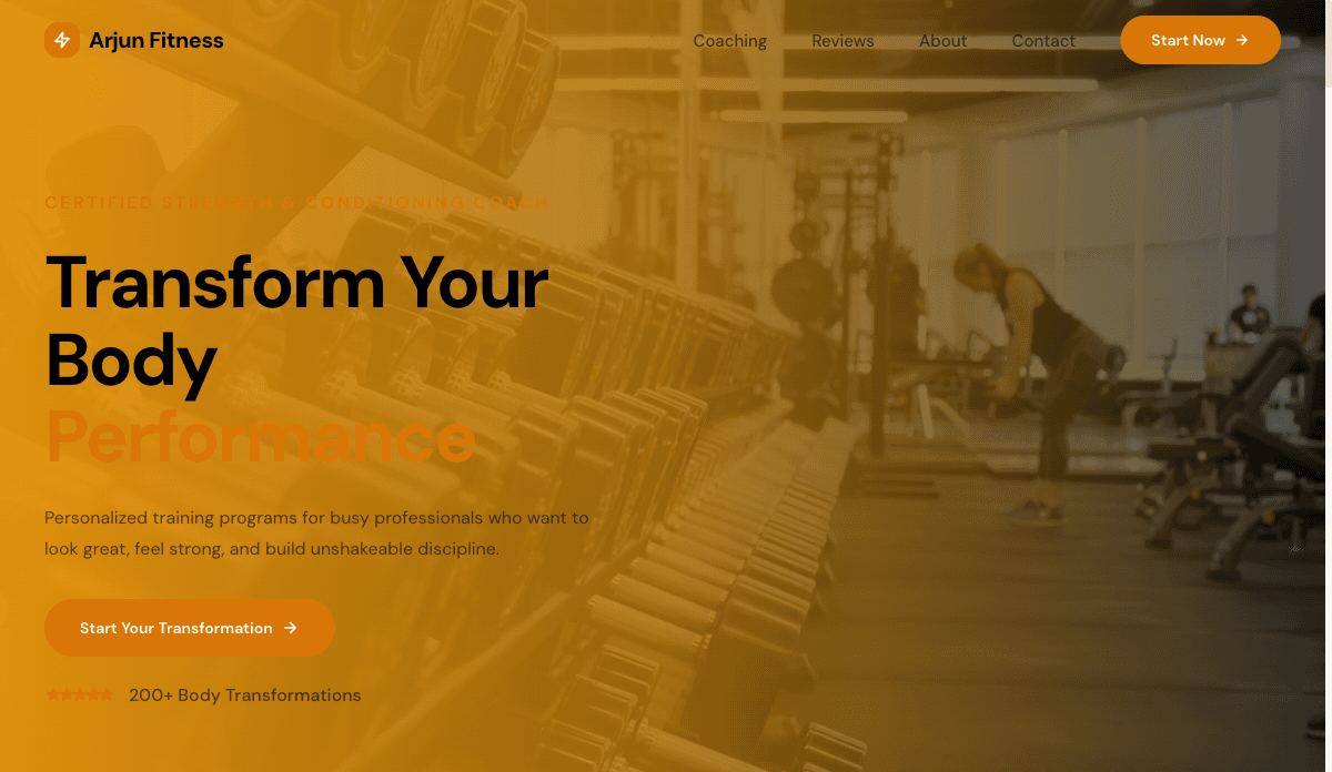 Preview of the Coach — Trainer & Performance template
