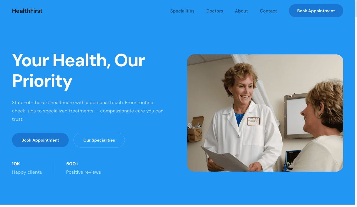 Preview of the Doctor — Healthcare & Clinic template, designed for small business website websites