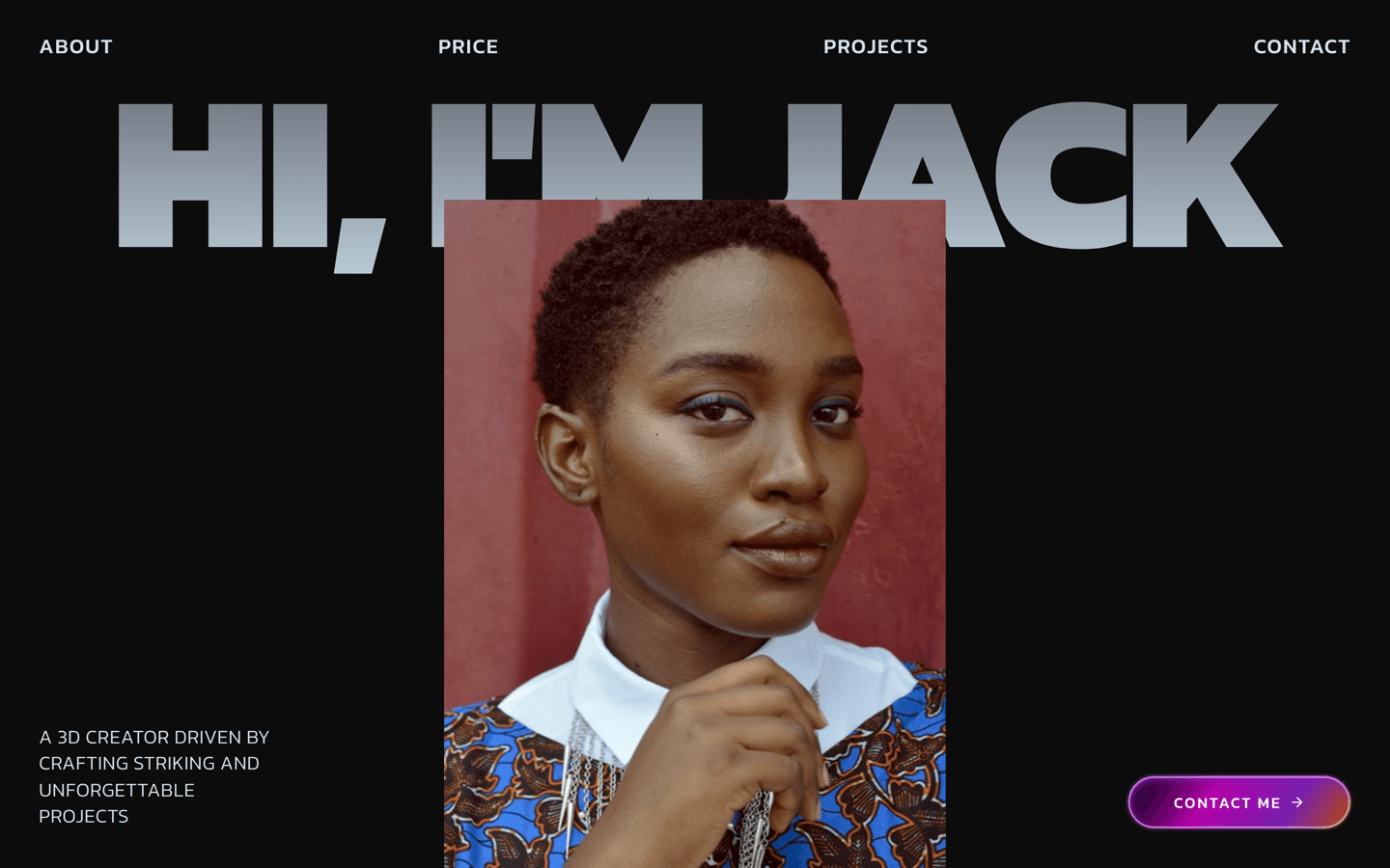 Preview of the Jack3D — 3D Creator Portfolio template