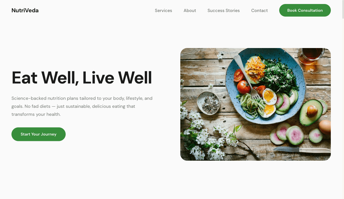 Preview of the Nutritionist — Health & Wellness template