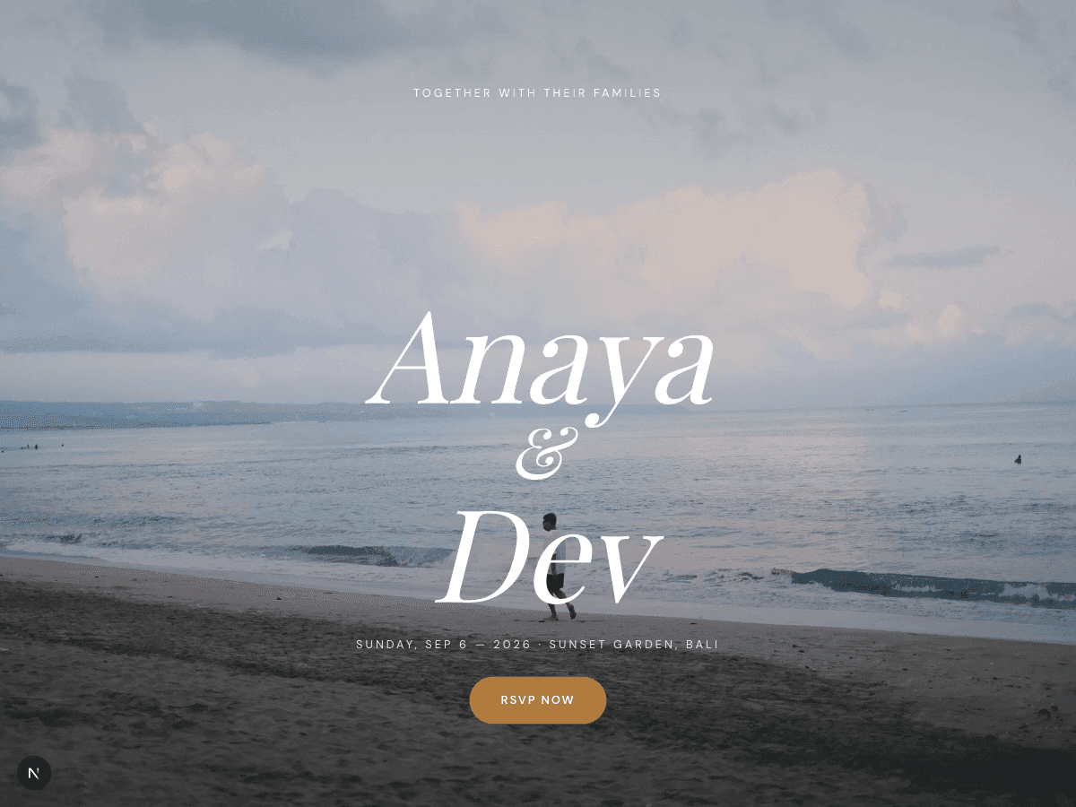 Palm Grove — Destination Wedding template preview