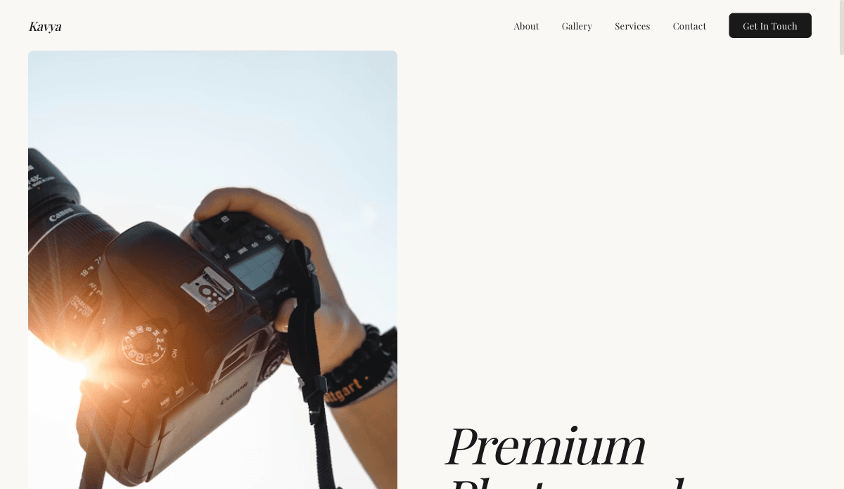 Preview of the Photographer — Visual Portfolio template, designed for creator website websites