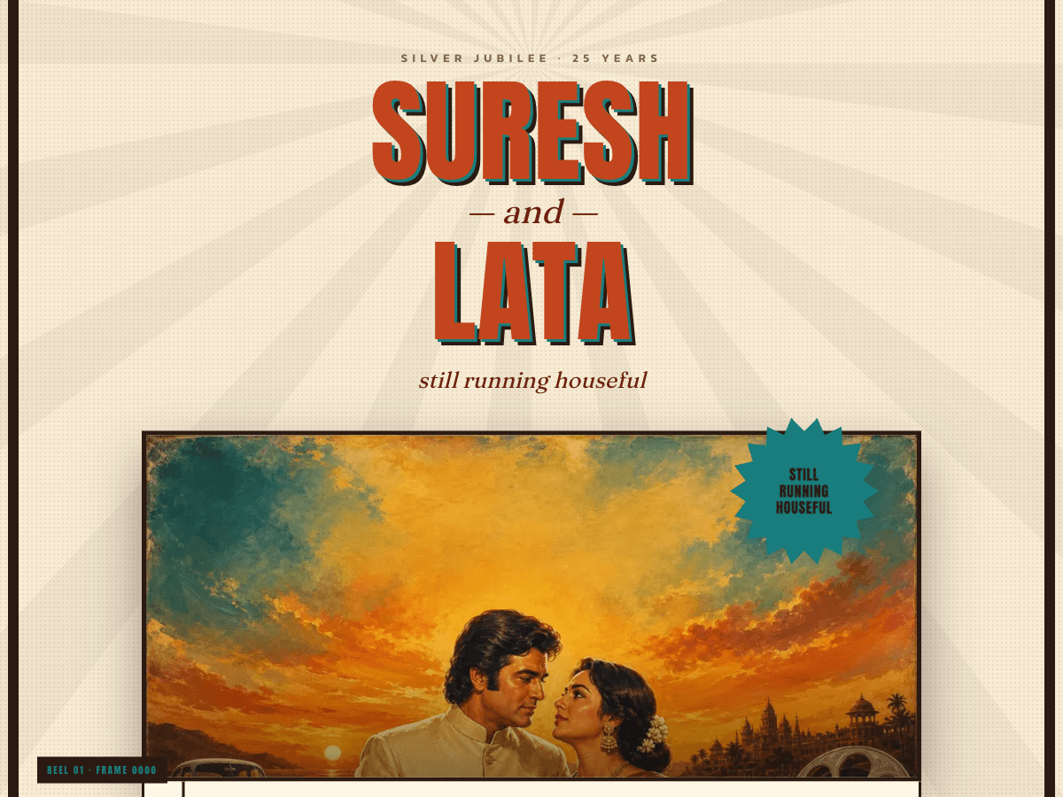 Retro Reel — Anniversary Invitation template preview