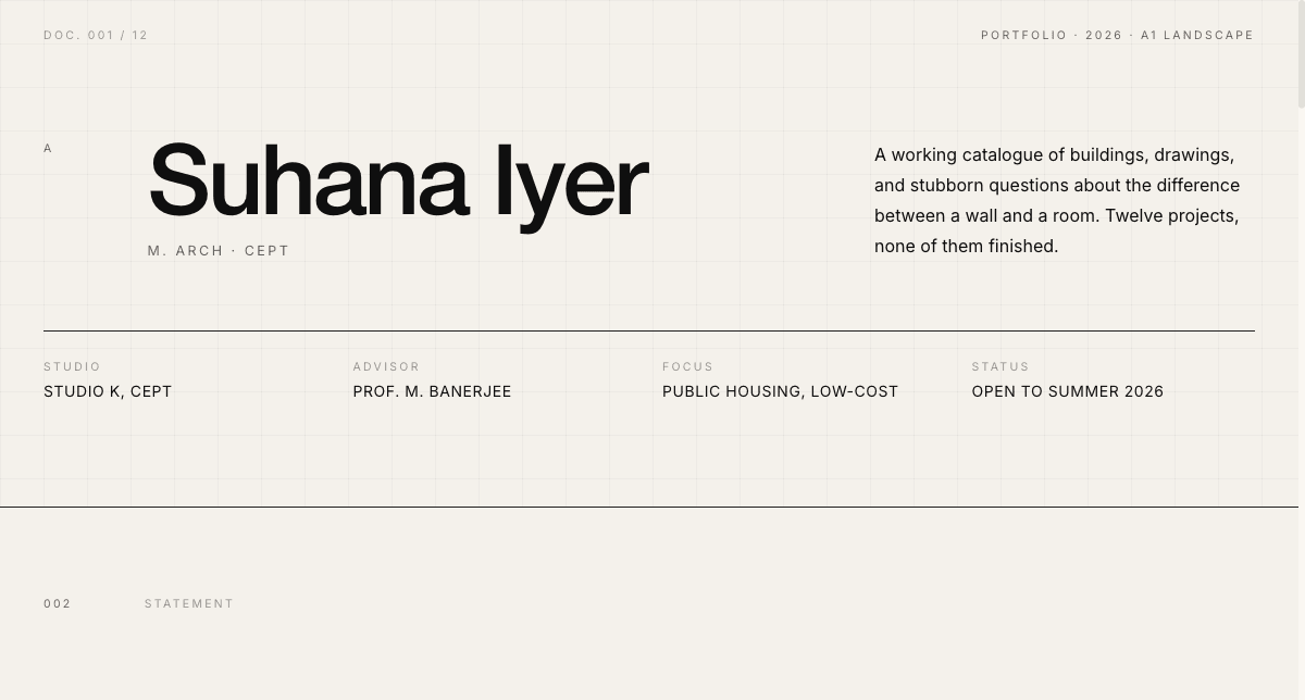Preview of the Drafting Plate Portfolio template