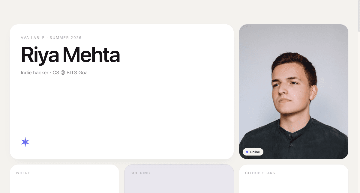 Preview of the Bento Portfolio template