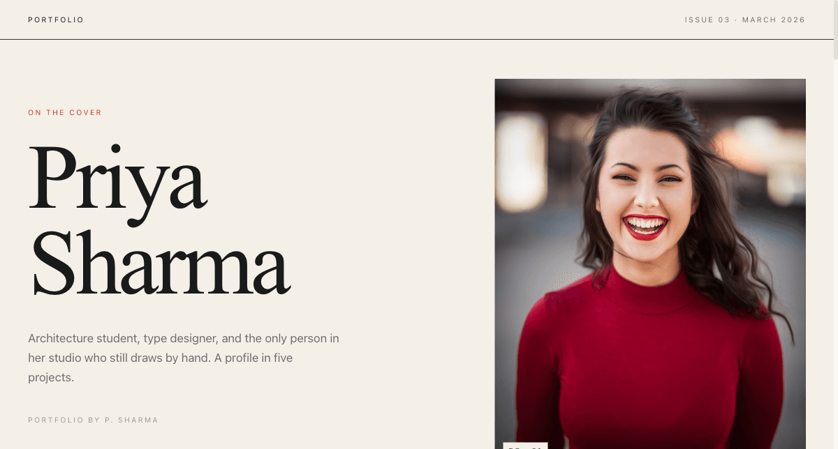 Preview of the Magazine Portfolio template