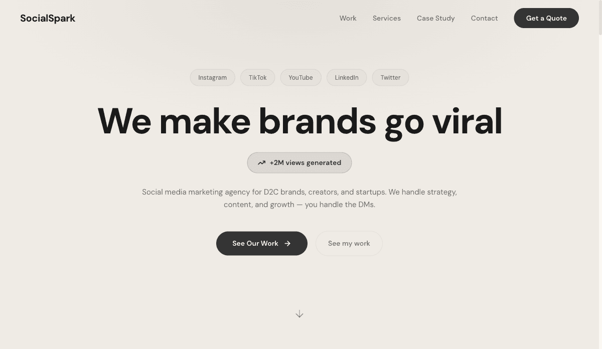 Preview of the Social Media Freelancer template