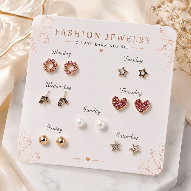 7 pair earngs, earrings for women, earrings for girls, fashion earrings, stud earrings, trendy earrings, daily wear earrings, jewellery set, earrings combo