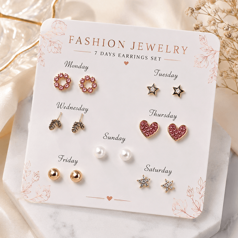 7 pair earngs, earrings for women, earrings for girls, fashion earrings, stud earrings, trendy earrings, daily wear earrings, jewellery set, earrings combo