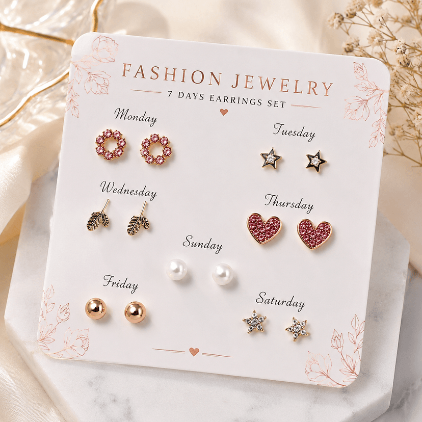 7 pair earngs, earrings for women, earrings for girls, fashion earrings, stud earrings, trendy earrings, daily wear earrings, jewellery set, earrings combo