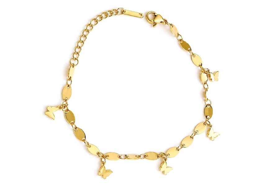 Gold Toned Butterfly Charms Chain Bracelet