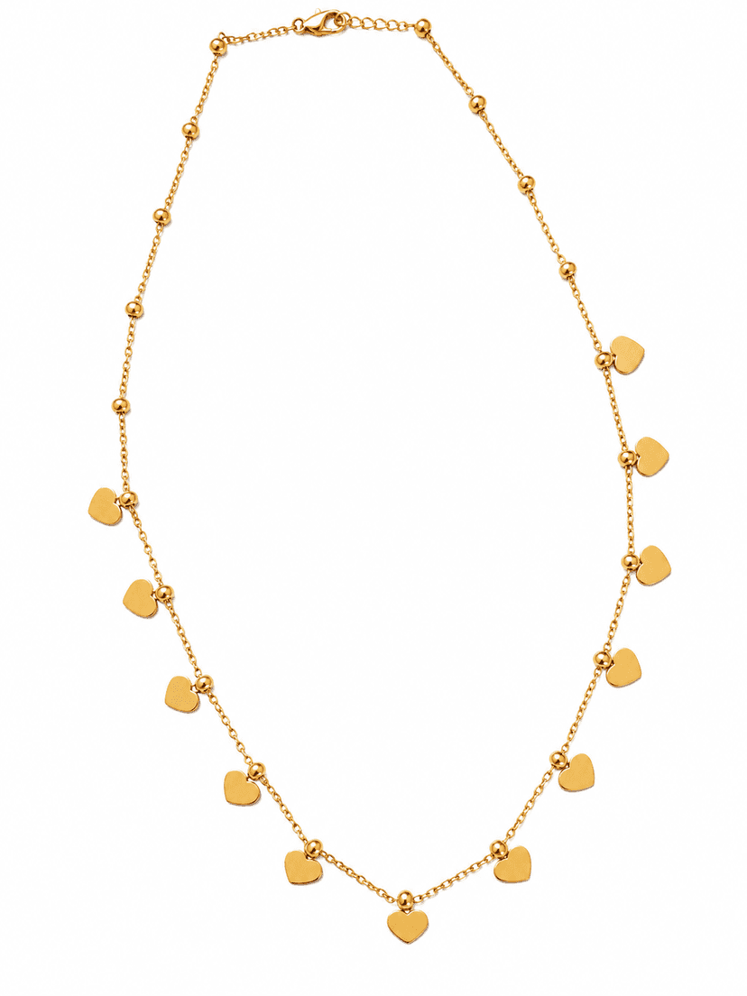 Gold Plated Heart Charms Necklace