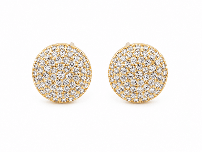 Celestial Pave Crystal Disc Stud Earrings