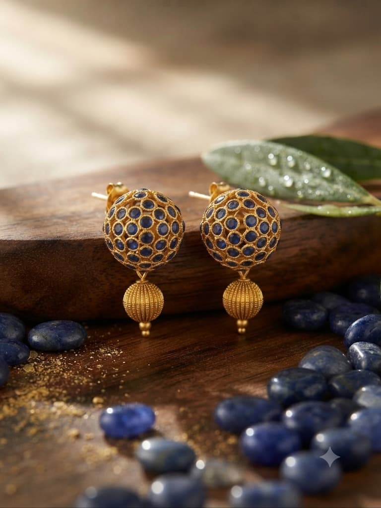 Vellora Jewels Antique Stud Earrings | Heritage Temple Collection | Traditional Dual-Tone Earrings