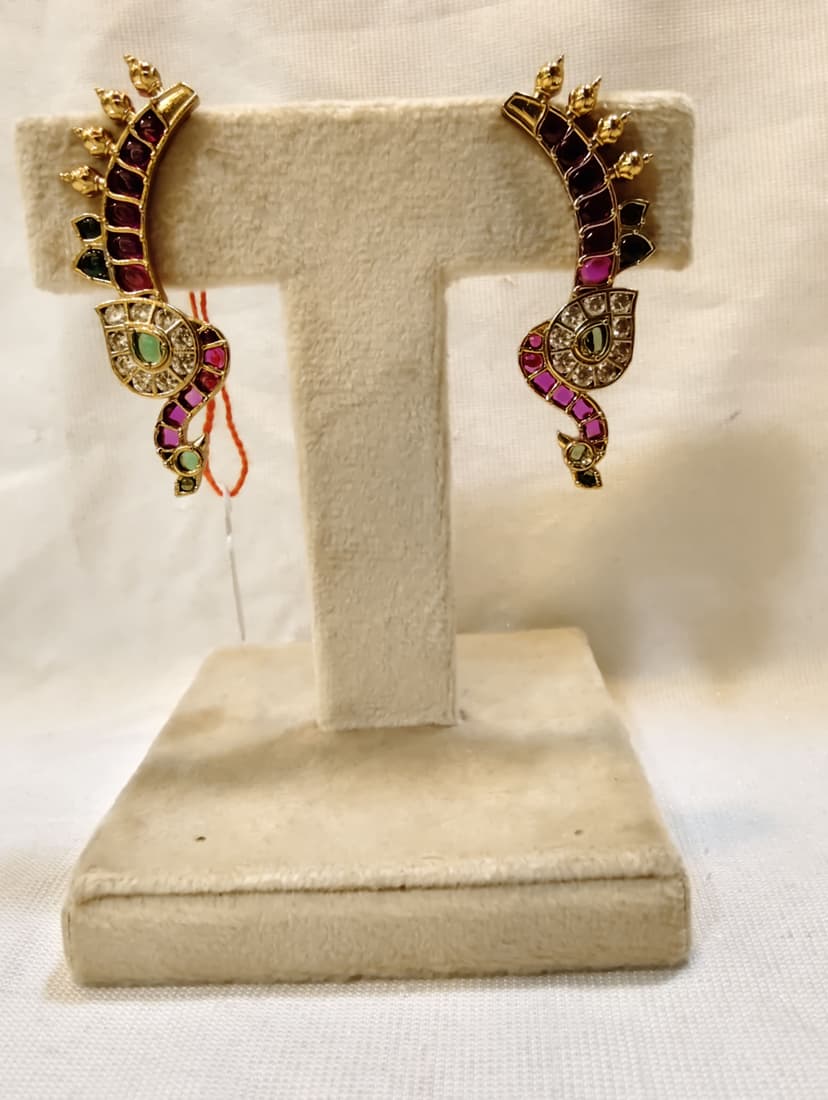 Vellora Jewels Antique Hanging Earrings | Royal Peacock Ear Climber | Traditional Style