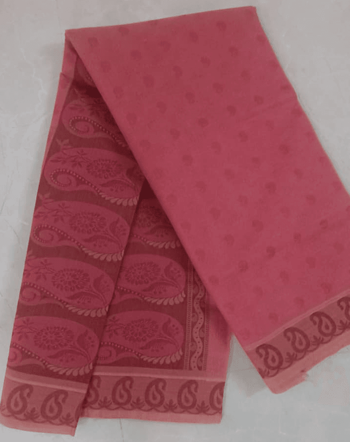ரோஸ் பிங்க் காட்டன் புடவை (Rose Pink Cotton Saree) - Image 1