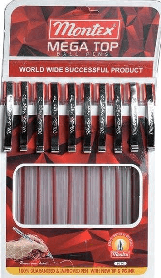 Montex Mega Top Red Ball Pen Pack (10 Pieces)