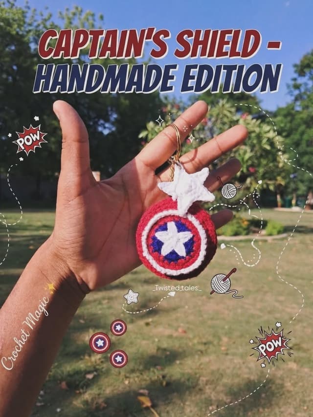 Crochet Captain America Keychain