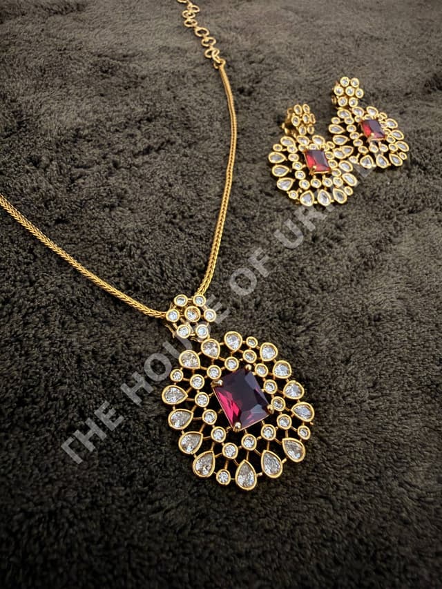 MAANIKA — Polki Ruby Pendant Necklace Set