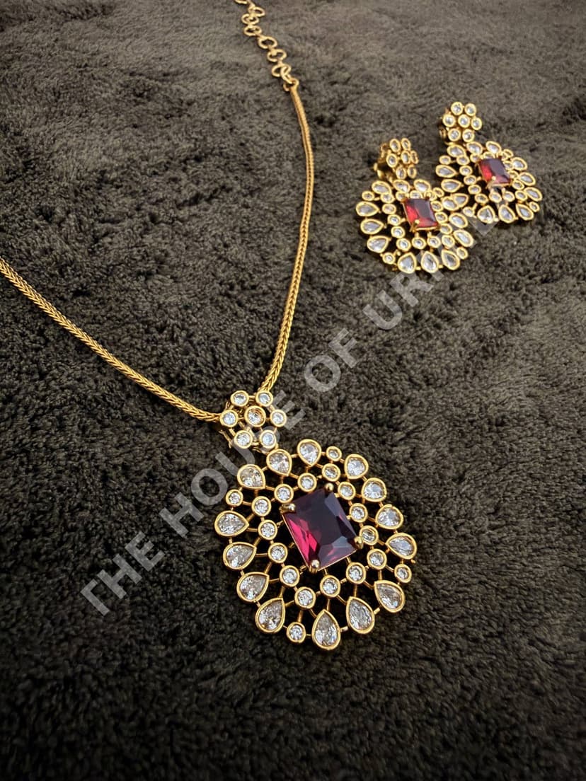 MAANIKA — Polki Ruby Pendant Necklace Set