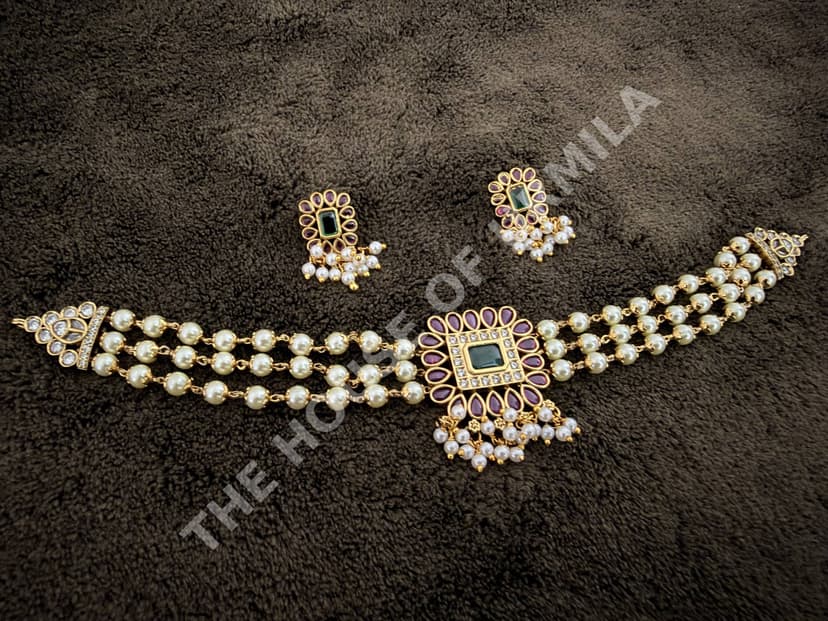 ANUGRAHA — Multi-Strand Pearl & Kundan Necklace Set