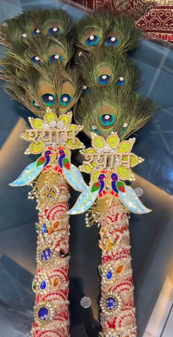 101 Mor Pankh - Handcrafted Shyam Baba Grand Mor Chhadi - Image 1