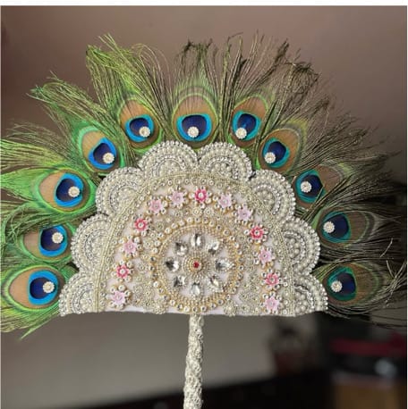 Handcrafted Shyam Baba Heavy Designer Mor Pankh Kalangi with Pearl & Kundan Work - Image 1