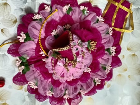 Magenta & Light Pink Rose Designer Laddu Gopal Poshak Set - Image 1