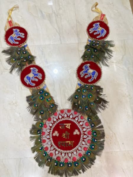Handcrafted Jai Shri Shyam Velvet & Peacock Feather Grand Shringar Haar