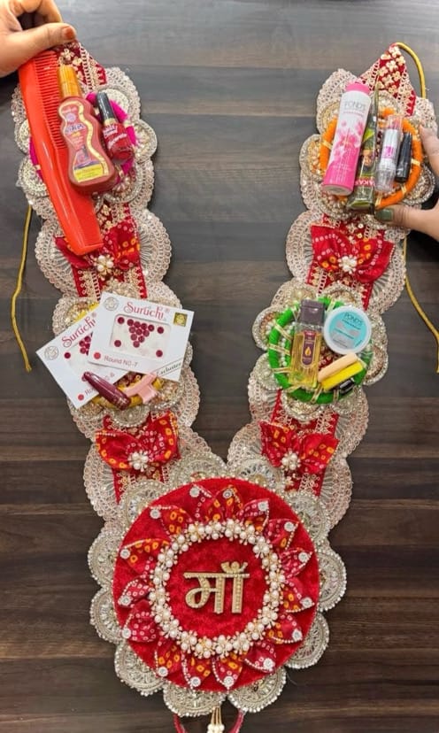 Handcrafted 1.5 - 2 Feet Long "Maa" Shringar & Cosmetics Devotional Universal Haar - Image 1