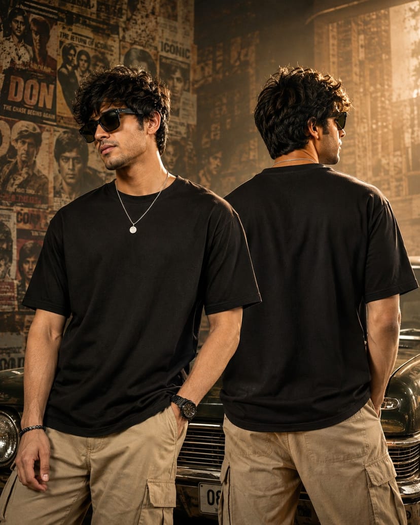 Solid Black Luxury Oversized Unisex T-Shirt | 100% Cotton With Heavy Luxurious Feel