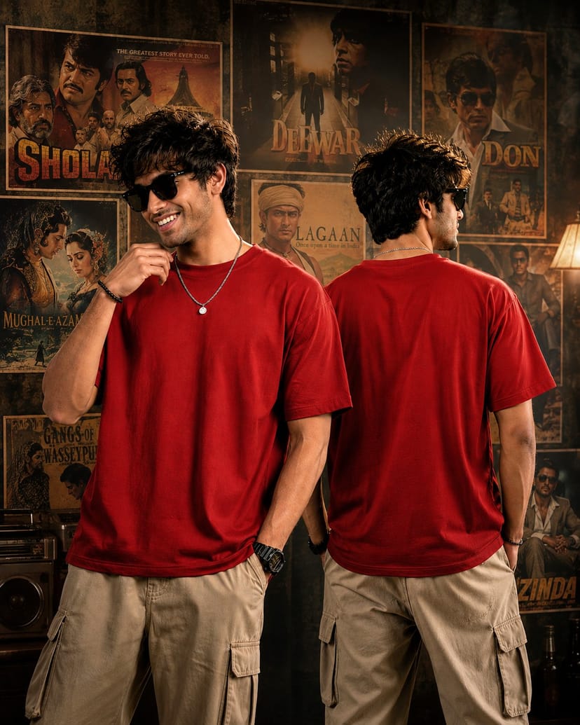 Solid Dark Red Luxury Oversized Unisex T-Shirt | 100% Cotton With Heavy Luxurious Feel