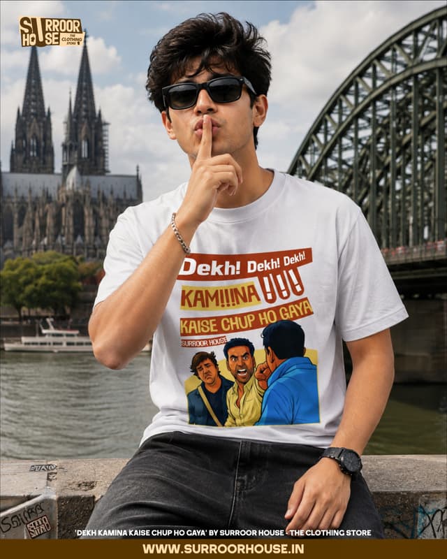 'Dekh Kamina Kaise Chup Ho Gaya’ Luxury Oversized Unisex T-Shirt | 100% Cotton With Heavy Luxurious Feel