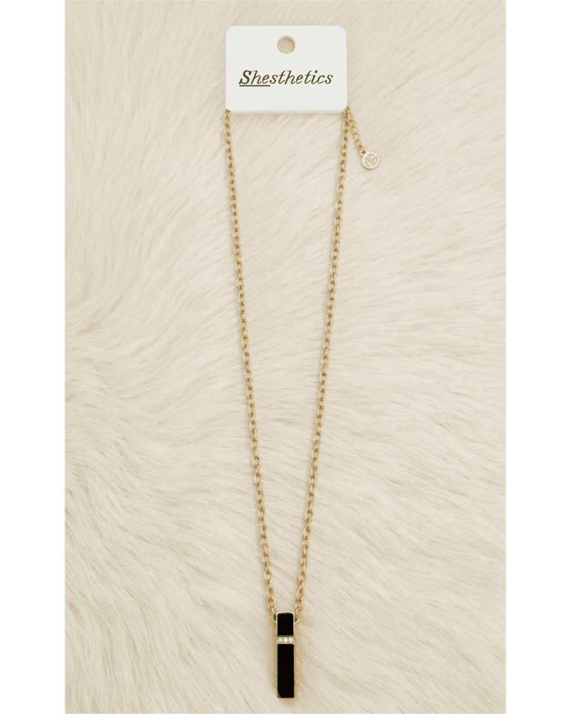 Modern Black Onyx Bar Pendant