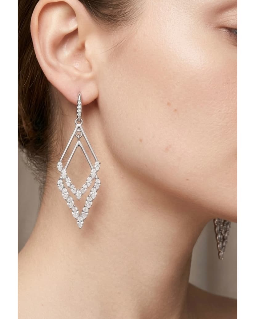Zircon Double Rhombus Drop Earrings