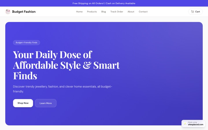 Budget Fashion — a real store built and published on SitesPlaced