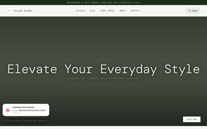 Elyrah Studio — a real store built and published on SitesPlaced