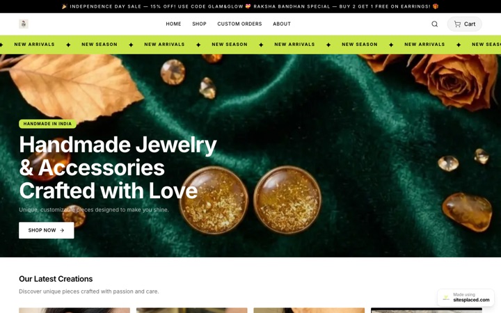 Glam & Glow Accessories — a real store built and published on SitesPlaced