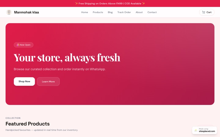 Manmohak klaa — a real store built and published on SitesPlaced